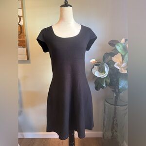 Nicole Miller Black stretch whimsigoth Mini Dress Scoop Neck large‎ boho